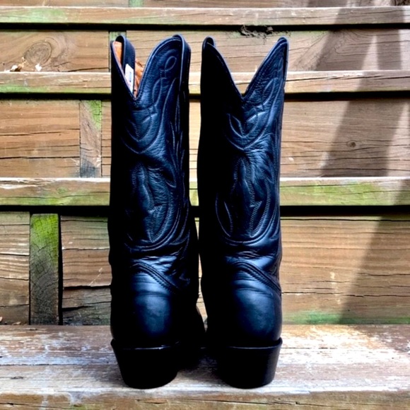Nocona Vintage USA Texas Black Embroidered Genuine Leather Cowgirl Western Boots - Picture 5 of 10